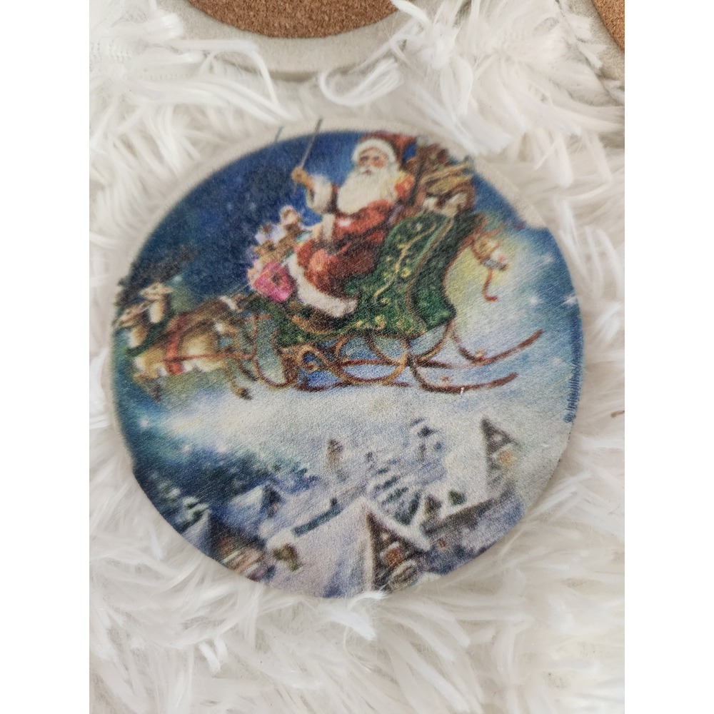 Thirstystone Christmas Santa Sleigh Sandstone Coasters Set of 4 Cork Backed